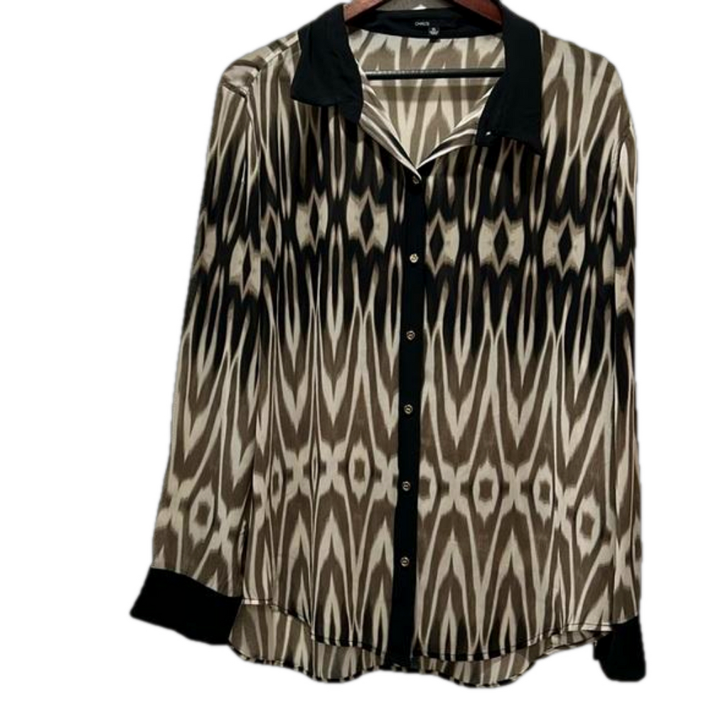 CHAUS  black long sleeve blouse size XL GUC